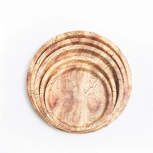 Custom wholesales Bamboo Fiber Tray  Full Print  Large round Serving Tray