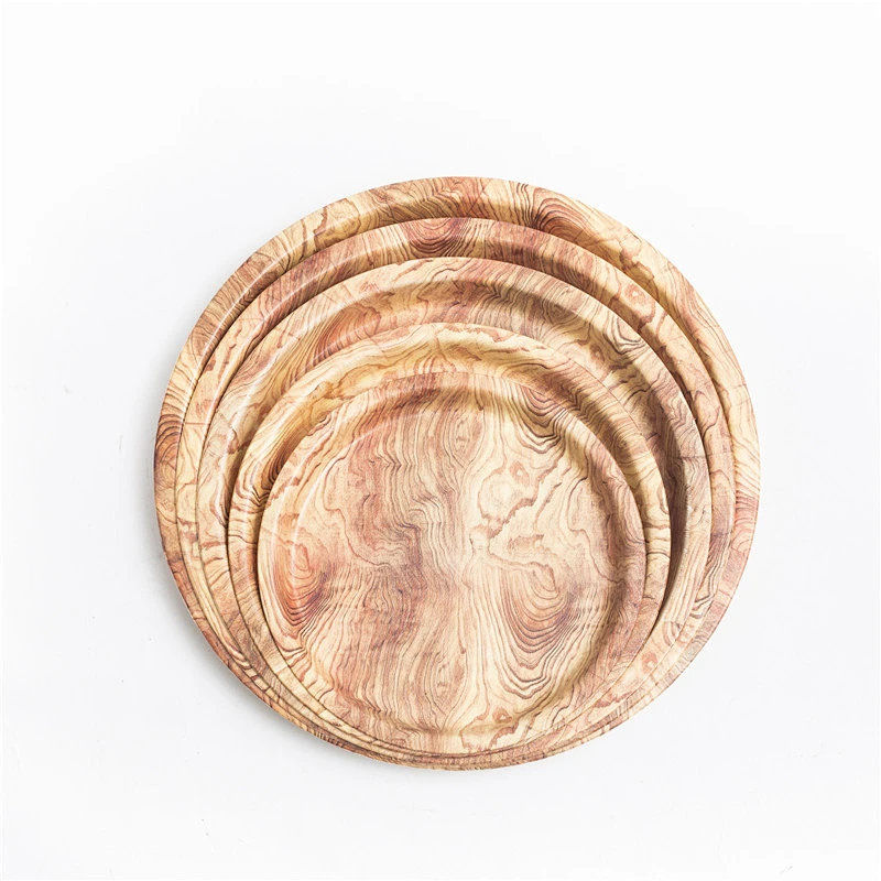 Custom wholesales Bamboo Fiber Tray  Full Print  Large round Serving Tray