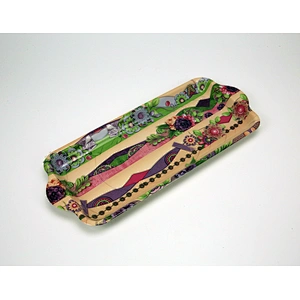 Plastic serving tray with hand,kiwi fruit packaging tray,good design deep flower printed plastic tray