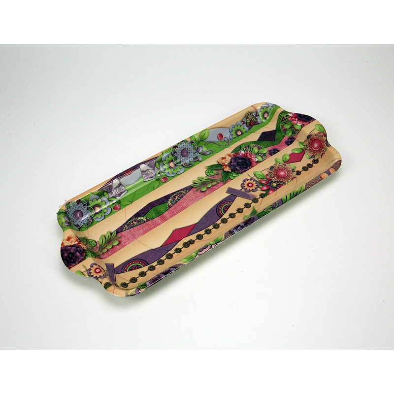 Plastic serving tray with hand,kiwi fruit packaging tray,good design deep flower printed plastic tray