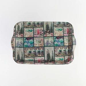 Decorative rectangular plastic serving tray promotion gift service style plastic tray,beautiful plastic tray