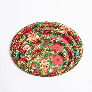 Decorative western design oval tray  printing flower plastic serving tray  high quality big oval tray