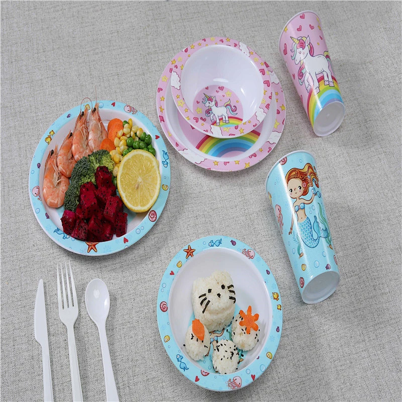 Custom  Eco-friendly baby felt disper storage  bamboo children plates babay plate sets