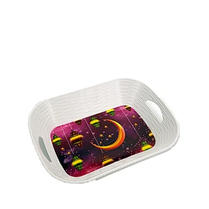 Custom Plastic Rectangle  Melamine Service Tray with two handle