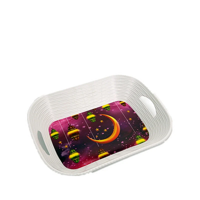 Custom Plastic Rectangle  Melamine Service Tray with two handle