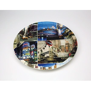 promotion Large plastic printed round tray round serving tray colored food  plastic food tray