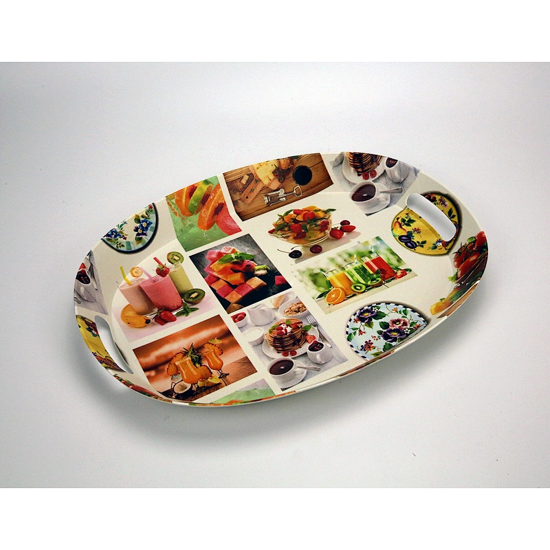 Wholesale plastic oval serving tray,with  handles plastic tray,large size plastic serving tray