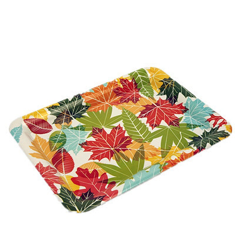 Household daily promotion gift coffee plastic tray  Rectangle Flat Fruit Design Plastic Serving Tray
