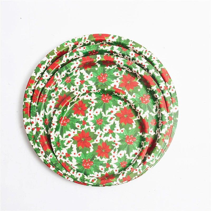 Custom wholesales Bamboo Fiber Tray  Full Print  Large round Serving Tray