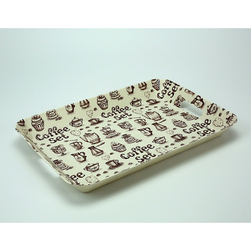 Custom Wholesale Printed Plastic Buffet Food Serving Tray With Handle