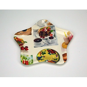 Hot sale gift serving tray clear star shape PP plastic tray printed  plastic serving tray