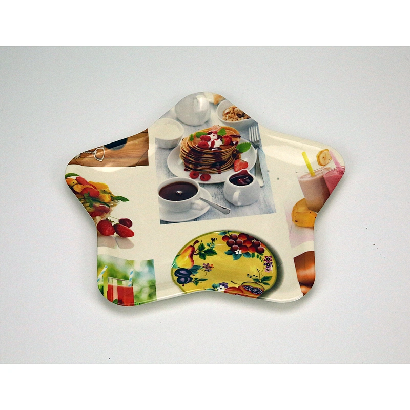 Hot sale gift serving tray clear star shape PP plastic tray printed  plastic serving tray