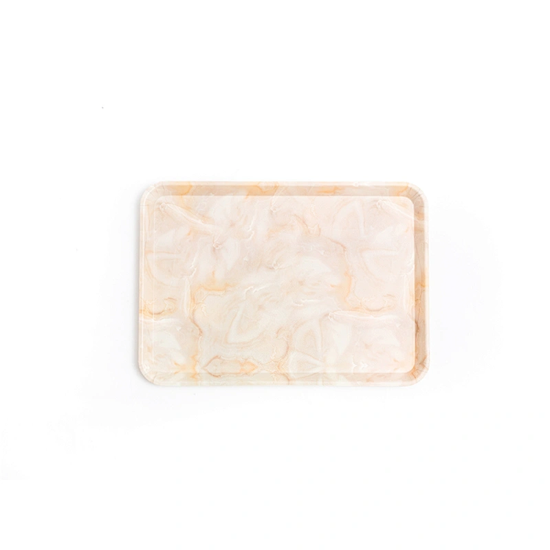 Ecofriendly Biodegradable Square  Bamboo Fiber Breakfast Food Fruit Tea Large Rolling Serving Tray Plateau