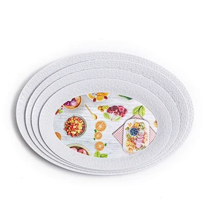 Western design oval shape plastic tray,printed beautiful decorative plastic tray,high quality plastic tray