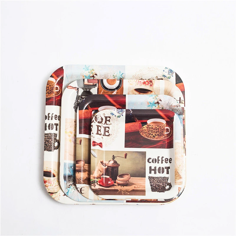 Custom Cheap flower design printed  Square Food  fruit Serving Tray