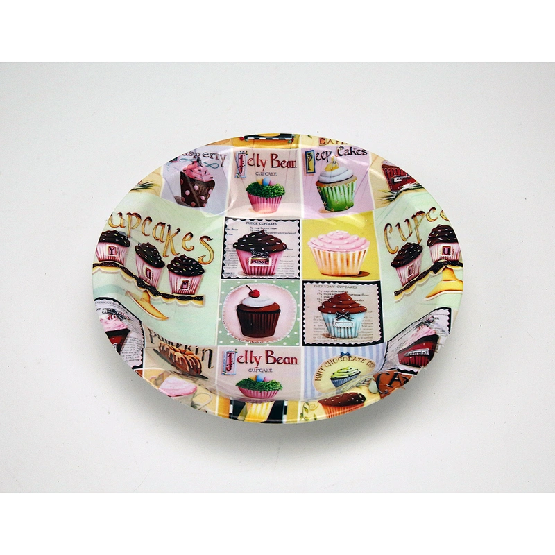 Christmas decorative plastic serving tray,wholesale food round plastic sarving tray western design plastic tray