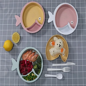 China manufacturer custom Biodegradable Kids Baby Bamboo Fiber Plate Kids Serving Trays