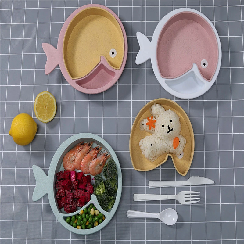 China manufacturer custom Biodegradable Kids Baby Bamboo Fiber Plate Kids Serving Trays