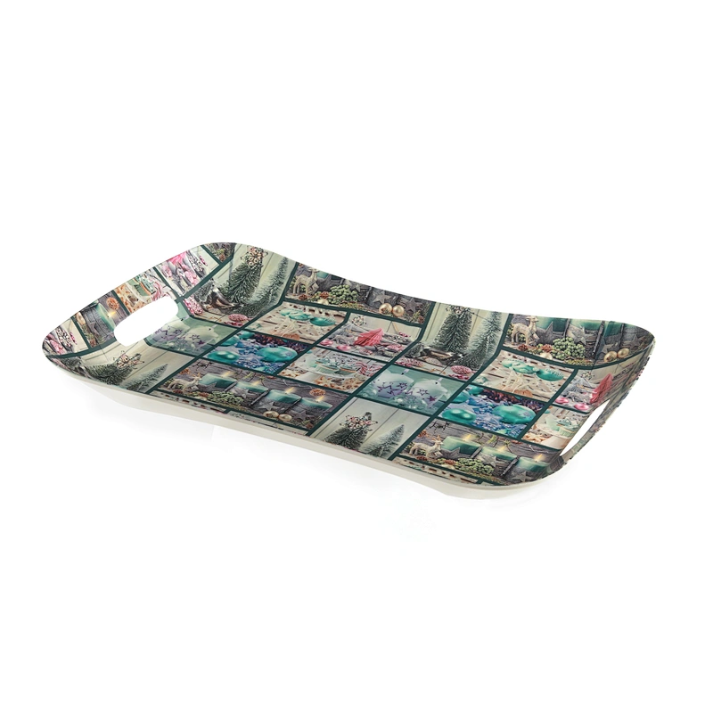 custom printed coffee seving tray coffee series plastic trays  with the handle taray