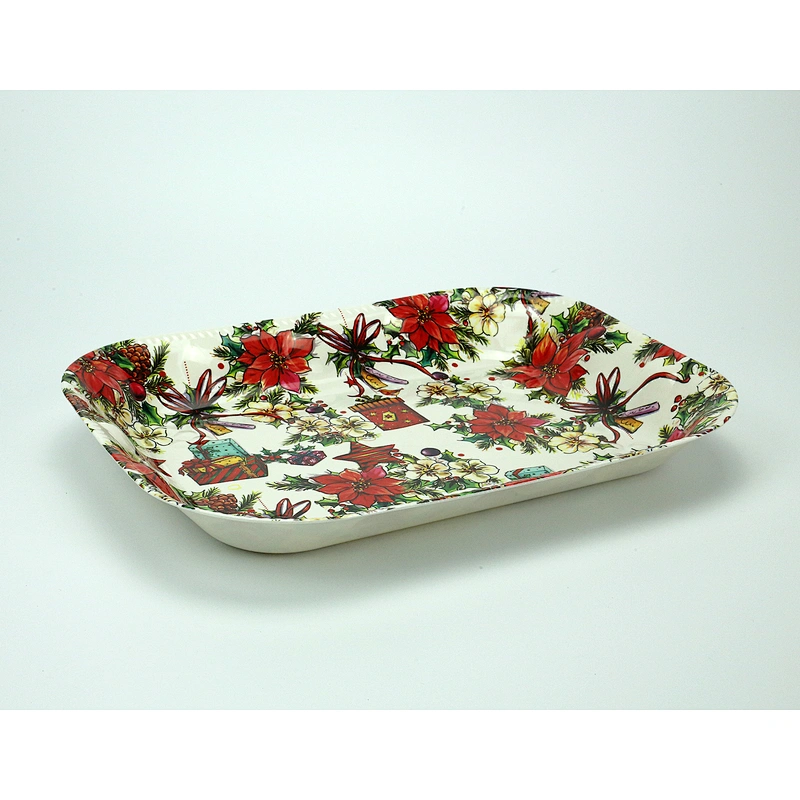 Rectangular bottom printed beautiful flowers and tea afternoon tray