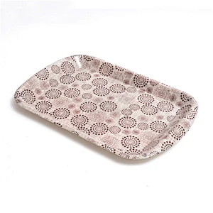 Wholesale hotel service supplies rectangle non slip drink print seving tray