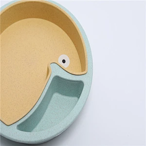 Wholesale Biodegradable Eco Friendly Luxury Bamboo Fiber Kid Baby Food Tableware Dinner Plate Dishes Dinnerware+Set For Child