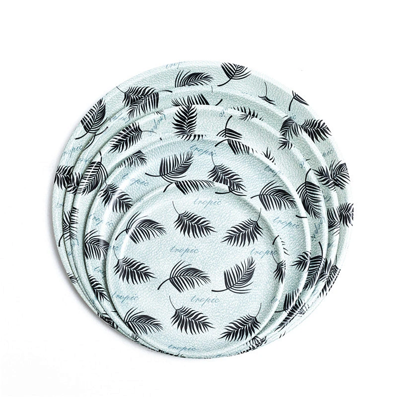 Oem indoor decor  round  reusable flat plastic tray plastic plate manfactureer
