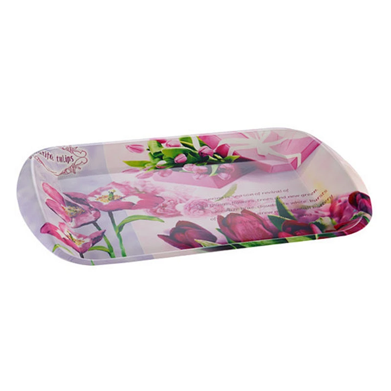 Beautiful rectangular dinner serving tray,coffee design plastic tray,household daily plastic tray