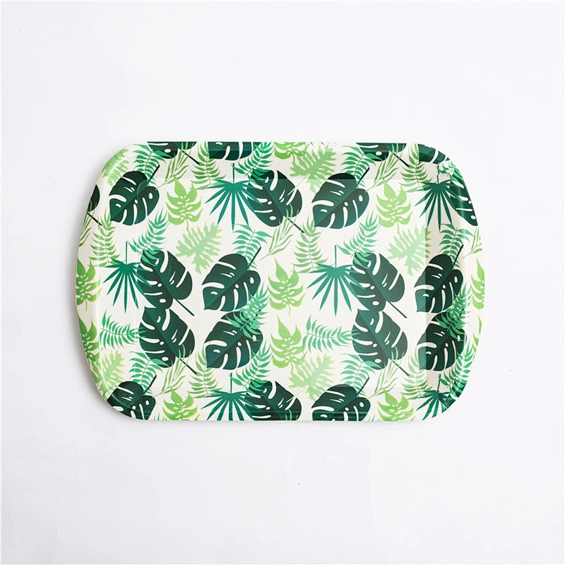custom large rectangular  plastic tray,rectangular full printing flowers ,hot sale serving tray