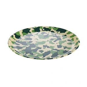 costom Fruit plastic tray,designer food serving tray, round printed flower plastic tray