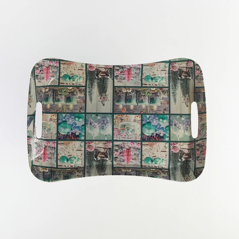 custom printed coffee seving tray coffee series plastic trays  with the handle taray