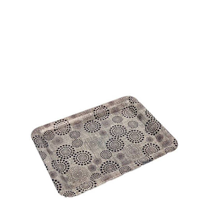 Hot new design printed rectangle promotion  plastic service tray reusable  flat plastic charger tray