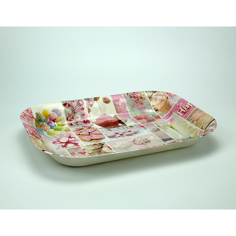 Rectangular bottom printed beautiful flowers and tea afternoon tray