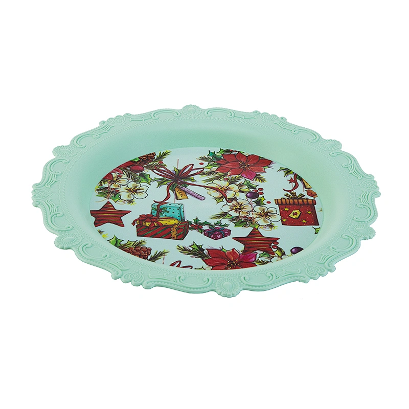 Round anti-slip vintage  pp food grade serving tray  custom rolling tray from  China famous supplier