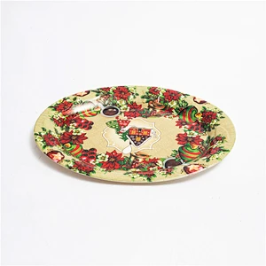 China cheap hot full printing design  oval plastic decoration christmas tray