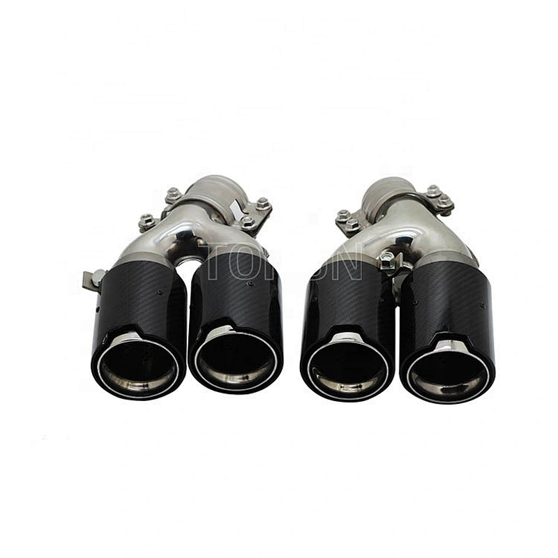 Dual carbon fiber exhaust tip #304 Stainless steel exhaust pipe muffler for BMW 5 Series G11 G10