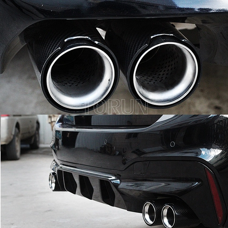 Dual carbon fiber exhaust tip #304 Stainless steel exhaust pipe muffler for BMW 5 Series G11 G10
