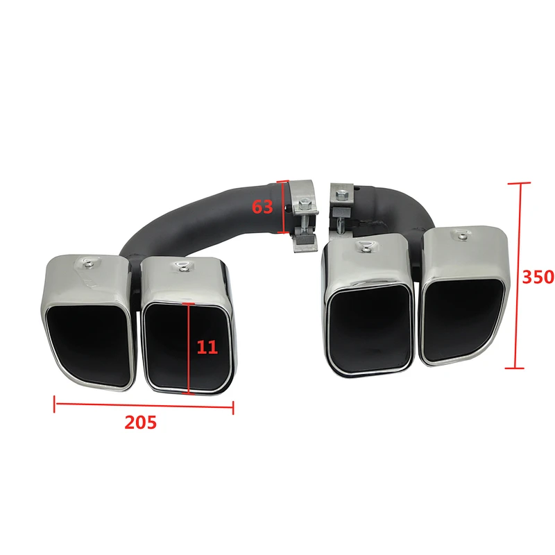 chroming black chrome brushed Square exhaust muffler tips for 18 Cayenne Hybrid Square