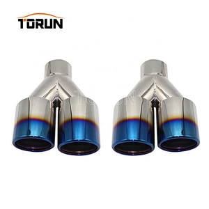 Hot sale high quality Universal Dual outlet Y Style blue exhaust muffler tips