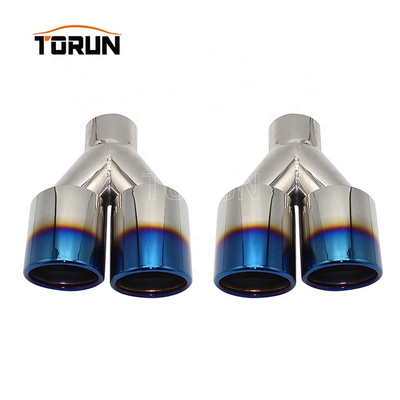 Hot sale high quality Universal Dual outlet Y Style blue exhaust muffler tips