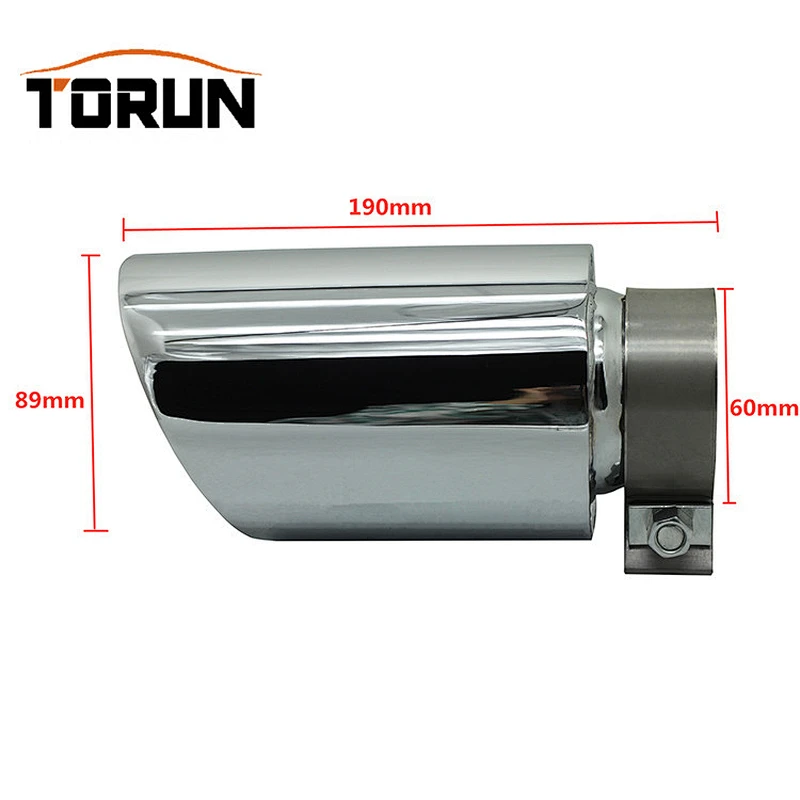 Inlet size 60mm Outlet size 89mm Stainless steel universal exhaust tail pipe