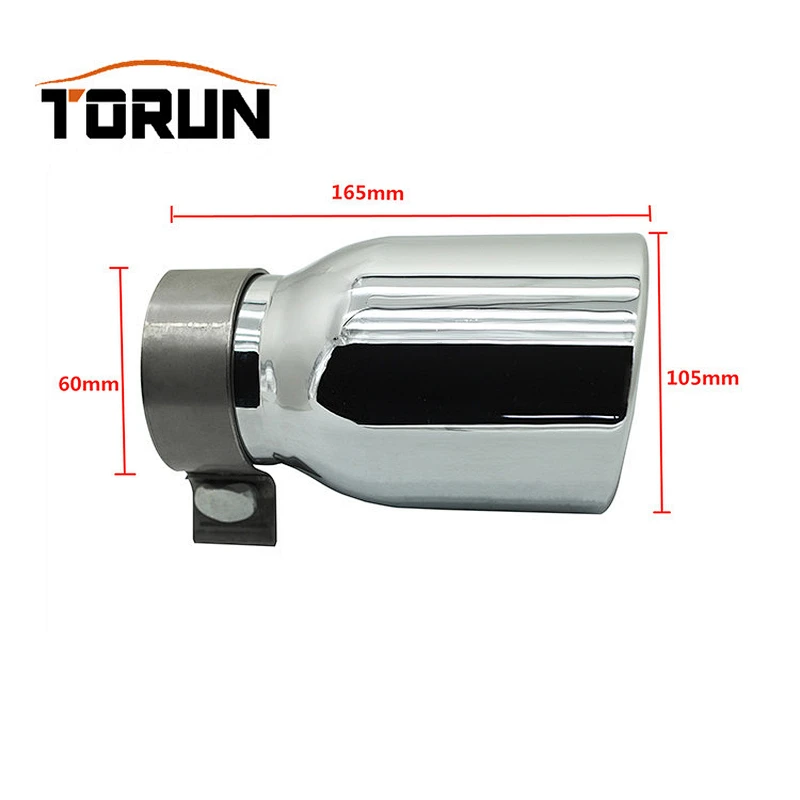 Inlet size 60mm Outlet size 105 Stainless steel universal exhaust tail pipe