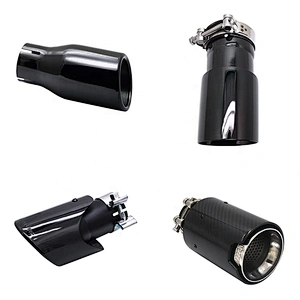 New style Universal Inlet 61mm Outlet 89mm Length 178mm Black Coated Stainless Steel muffler tip