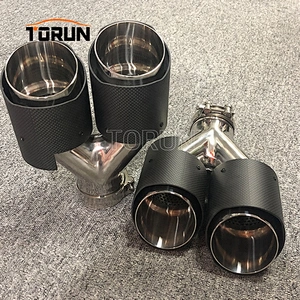 Hot sale high quality performance #304 Stainless steel 2 pcs Universal carbon fiber car dual  Carbon fiber exhaust system