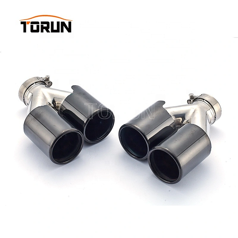 Universal 63mm Dual outlet Y Style Chroming black exhaust tips end muffler pipe