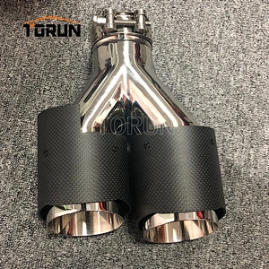 Hot sale high quality performance #304 Stainless steel 2 pcs Universal carbon fiber car dual  Carbon fiber exhaust system