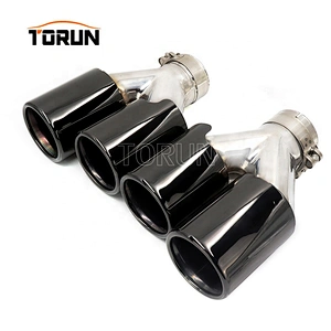 Universal 63mm Dual outlet Y Style Chroming black exhaust tips end muffler pipe