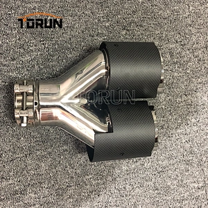 Hot sale high quality performance #304 Stainless steel 2 pcs Universal carbon fiber car dual  Carbon fiber exhaust system