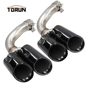 Hot sale high quality Universal stainless steel car exhaust pipe for porsche 18 Cayenne Round Chroming Black