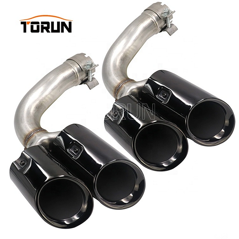 Hot sale high quality Universal stainless steel car exhaust pipe for porsche 18 Cayenne Round Chroming Black